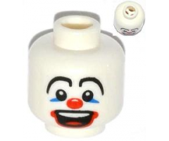 Minifigure, Head Large Drawn Eyebrows, Blue Eye Make-up, Big Red Nose and Large Red Mouth Pattern (Clown) - Blocked Open Stud