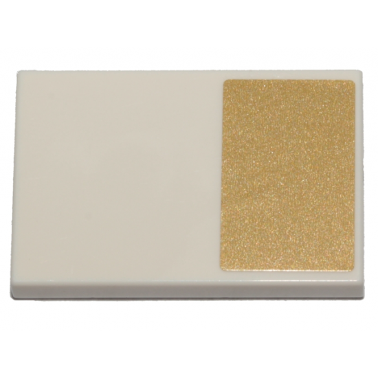 Tile 2 x 3 with Gold Rectangle Pattern (Sticker) - Set 70838