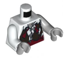 Torso Torn Shirt and Vest with Red Waist Band Pattern (Zombie Groom) / Light Bluish Gray Arm Left / White Arm Right / Light Bluish Gray Hands