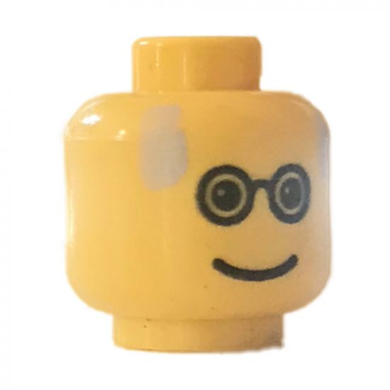 Minifigure, Head Glasses with Gray Balding Hair Pattern - Blocked Open Stud