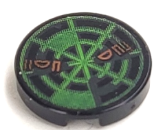 Tile, Round 2 x 2 with Neon Green Radar Type 8 Pattern (Sticker) - Set 7697