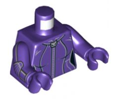 Torso Female Outline with Silver Stripes, Cat Zipper and Spine Armor Pattern / Dark Purple Arms with Silver Stripes and Elbow Pads / Dark Purple Hands
