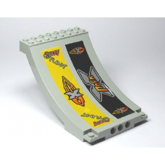 Sports Arena Section / Skateboard Ramp with X-Park, Island Xtreme Stunts Logo, and Crazy Stunt Pattern (Stickers) - Set 6738