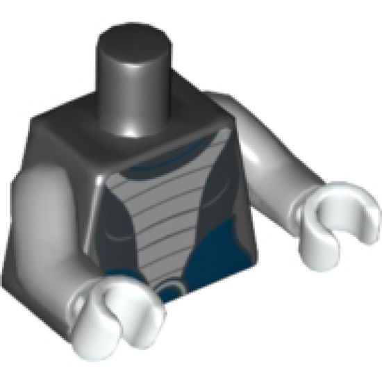 Torso SW Light Bluish Gray Armor Bib Pattern (Asajj Ventress 7957) / Light Bluish Gray Arms / White Hands