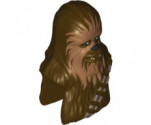 Minifigure, Head, Modified SW Wookiee, Chewbacca with Dark Tan Face Fur and Teeth Pattern
