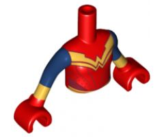 Mini Doll, Torso Friends Girl Armor with Gold Stripes and Belt Pattern, Red Arms with Hands with Dark Blue Short Sleeves and Gold Cuffs