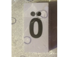 Tile, Modified 1 x 2 x 5/6 with Stud Hole in End and Black 'ö' Lower Case Pattern