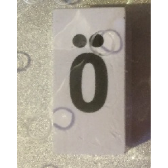 Tile, Modified 1 x 2 x 5/6 with Stud Hole in End and Black 'ö' Lower Case Pattern