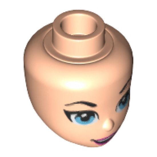 Mini Doll, Head Friends with Bright Light Blue Eyes and Pink Lips, Open Smile Pattern (Supergirl)