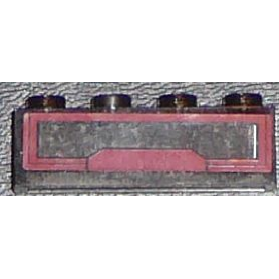 Brick 1 x 4 without Bottom Tubes with Dark Red Panel Pattern (Sticker) - Set 7964