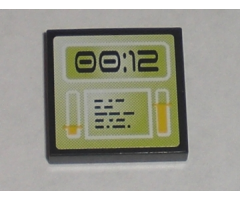 Tile 2 x 2 with Lime Computer Screen with '00:12' Pattern (Sticker) - Set 8971