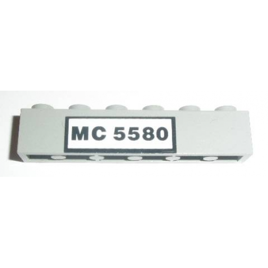 Brick 1 x 6 with Black 'MC 5580' Pattern (Sticker) - Set 5580