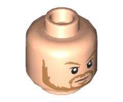 Minifigure, Head Dual Sided Dark Orange Eyebrows and Beard, Neutral / Angry with Lightning Eyes Pattern - Hollow Stud