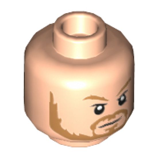 Minifigure, Head Dual Sided Dark Orange Eyebrows and Beard, Neutral / Angry with Lightning Eyes Pattern - Hollow Stud