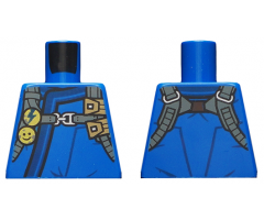 Torso Ninjago Robe with Dark Blue Hem and Dark Bluish Gray Harness Pattern