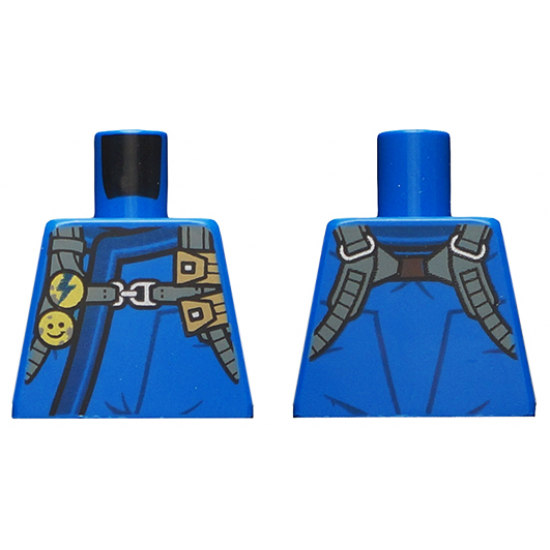 Torso Ninjago Robe with Dark Blue Hem and Dark Bluish Gray Harness Pattern