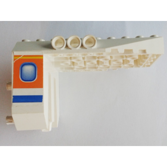 Aircraft Fuselage Angular Aft Section 6 x 10 x 5 with Blue and Orange Window Pattern on Both Sides (Stickers) - Set 4619