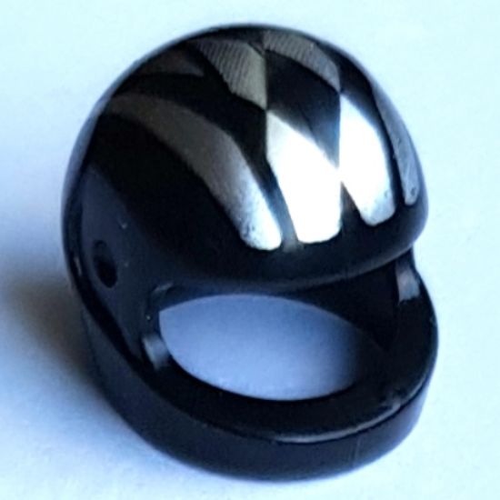 Minifigure, Headgear Helmet Motorcycle (Standard) with Silver Stripes and Harlequin Diamond Pattern