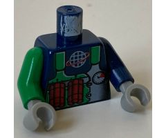 Torso Alpha Team Logo Green Vest, Dynamite Pattern / Dark Blue Arm Left / Green Arm Right / Light Gray Hands