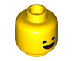 Minifigure, Head Dual Sided Black Standard Eyes, Smile with Tongue / Eyes with Heart Shape Pupils Pattern (Benny) - Hollow Stud