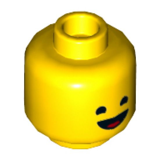 Minifigure, Head Dual Sided Black Standard Eyes, Smile with Tongue / Eyes with Heart Shape Pupils Pattern (Benny) - Hollow Stud