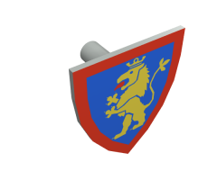 Minifigure, Shield Triangular with Lion Standing Yellow on Blue Background Pattern