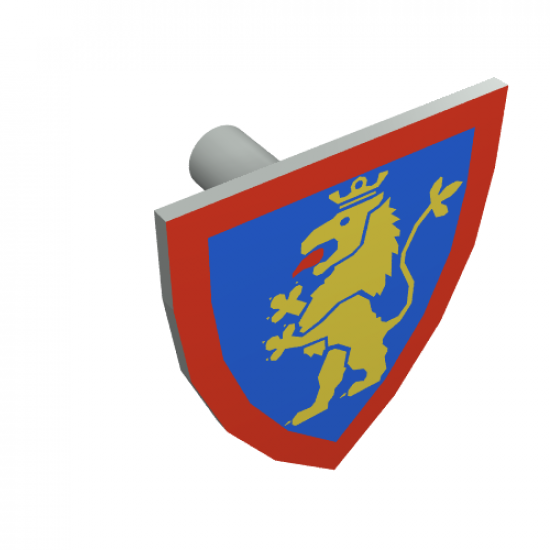 Minifigure, Shield Triangular with Lion Standing Yellow on Blue Background Pattern