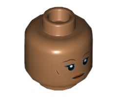 Minifigure, Head Dual Sided Female Reddish Brown Eyebrows, Neutral / Fierce with Goggles Pattern - Hollow Stud