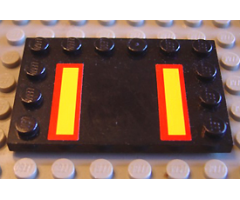 Tile, Modified 4 x 6 with Studs on Edges with Yellow Stripes with Red Borders Pattern (Stickers) - Set 7034