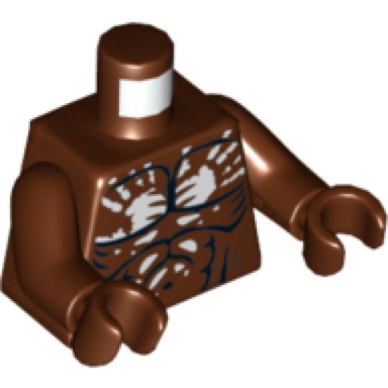 Torso LotR Muscles Outline and White Handprint Pattern (Berserker) / Reddish Brown Arms / Reddish Brown Hands