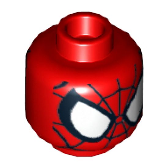 Minifigure, Head Alien with Spider-Man Black Web and Large White Eyes Pattern - Hollow Stud