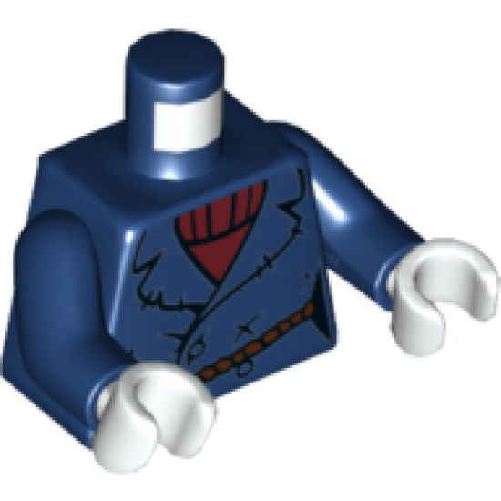 Torso Pea Coat over Dark Red Crew Neck Sweater, Rope Belt Pattern (Lighthouse Keeper) / Dark Blue Arms / White Hands