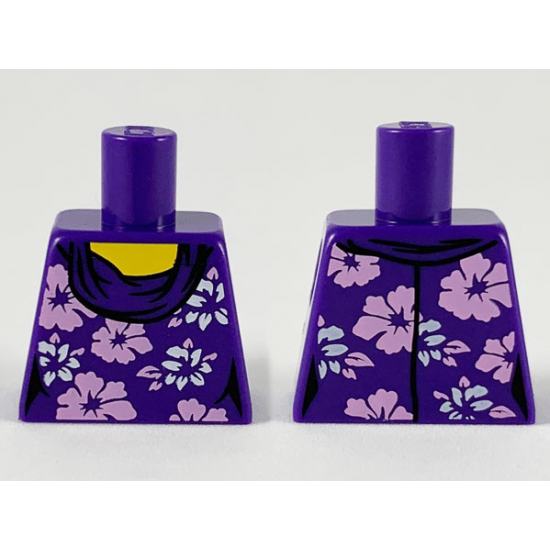 Torso Female with White and Lavender Flowers Pattern