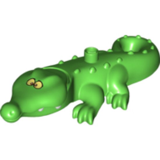 Duplo, Animal Alligator / Crocodile Large with Opening Jaw and Wide Snout with Crossed Eyes