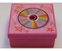 Container Box 3.5 x 3.5 x 1.3 with Hinged Lid with CD and Stars Pattern (Sticker) - Set 3142
