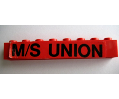 Brick 1 x 8 with Black 'M/S UNION' Pattern (Sticker) - Set 364