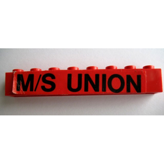 Brick 1 x 8 with Black 'M/S UNION' Pattern (Sticker) - Set 364