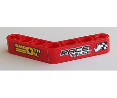 Technic, Liftarm 1 x 7 Bent (4 - 4) Thick with 'SMOOTH OIL' and 'RACE TRUCK' Pattern (Stickers) - Set 42041