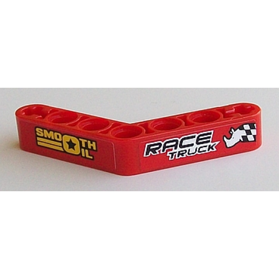 Technic, Liftarm 1 x 7 Bent (4 - 4) Thick with 'SMOOTH OIL' and 'RACE TRUCK' Pattern (Stickers) - Set 42041