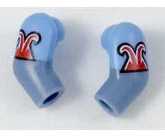 Arm, (Matching Left and Right) Pair with Bright Light Blue Short Sleeves with Red Trim Pattern