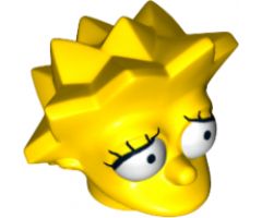 Minifigure, Head, Modified Simpsons Lisa Simpson - Worried Look Pattern
