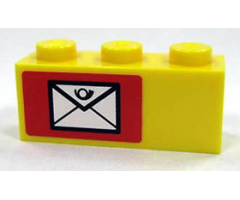 Brick 1 x 3 with Mail Envelope Pattern Left (Sticker) - Set 7732