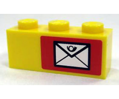 Brick 1 x 3 with Mail Envelope Pattern Right (Sticker) - Set 7732