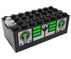 Electric, Battery Box 9V Small with Unitron Silver / Green Pattern on Both Sides (Stickers) - Set 6991