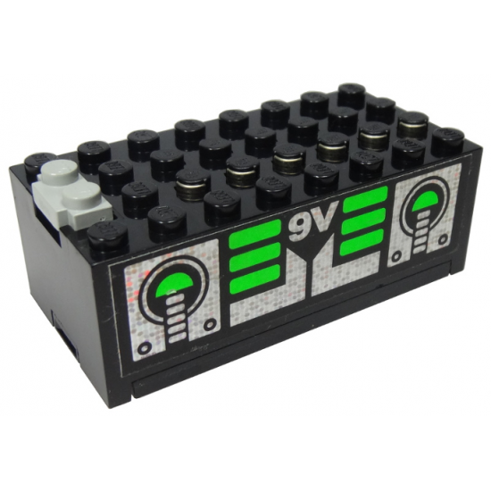 Electric, Battery Box 9V Small with Unitron Silver / Green Pattern on Both Sides (Stickers) - Set 6991
