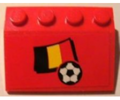 Slope 33 3 x 4 with Flag of Belgium and Soccer Ball on Red Background Pattern (Sticker) - Set 3407