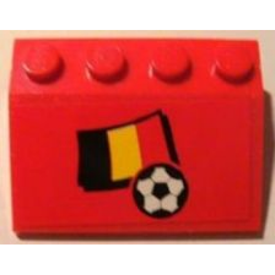Slope 33 3 x 4 with Flag of Belgium and Soccer Ball on Red Background Pattern (Sticker) - Set 3407