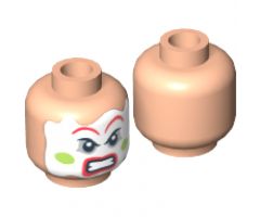 Minifigure, Head Face Paint with Red Lips and Eyebrows, Green Cheeks, Angry Pattern - Hollow Stud