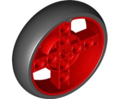 Wheel 56 x 14 Technic with Axle Hole and 8 Pin Holes with Fixed Black Rubber Tire