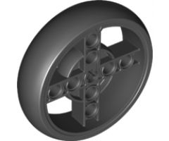 Wheel 56 x 14 Technic with Axle Hole and 8 Pin Holes with Fixed Black Rubber Tire
